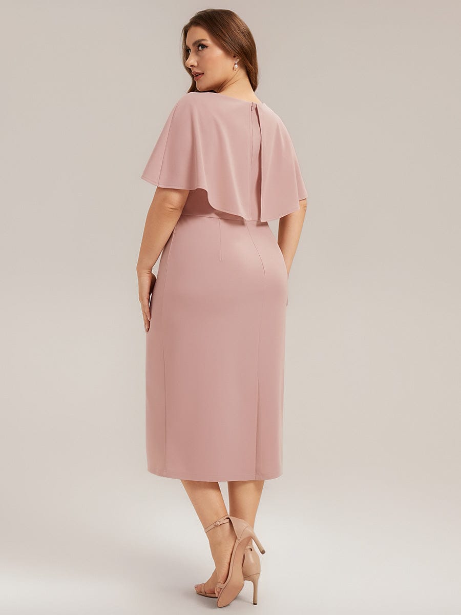Knit Shawl Sleeve Sheath Dress #color_Dusty Rose