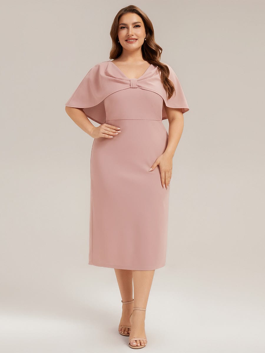 Knit Shawl Sleeve Sheath Dress #color_Dusty Rose