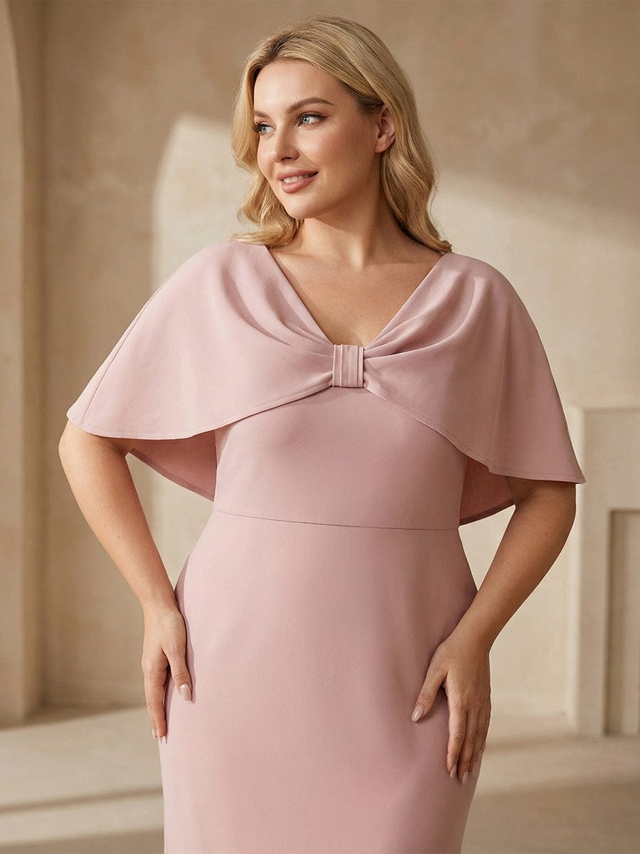 Knit Shawl Sleeve Sheath Dress #color_Dusty Rose