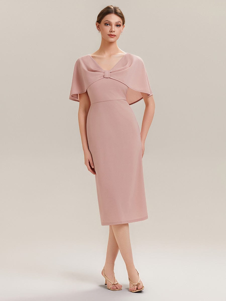 Knit Shawl Sleeve Sheath Dress #color_Dusty Rose