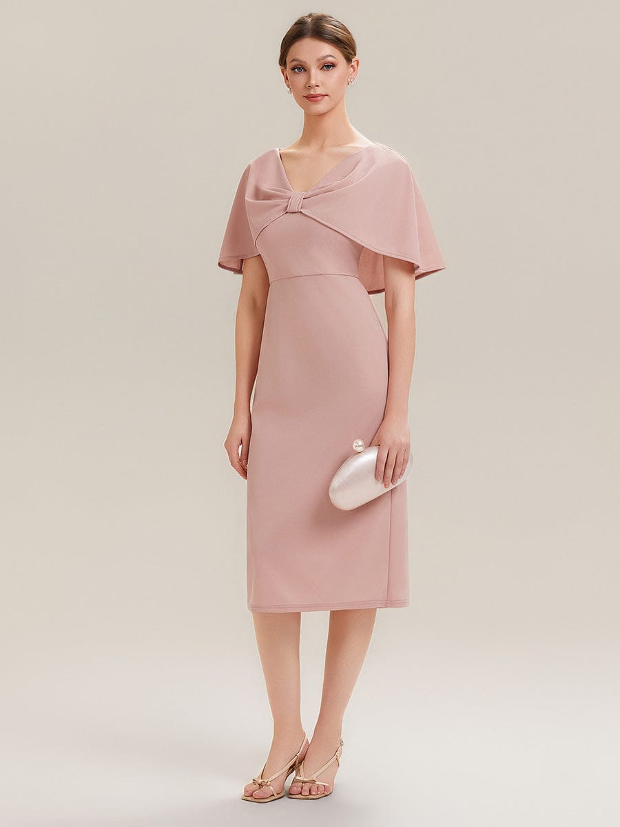 Knit Shawl Sleeve Sheath Dress #color_Dusty Rose