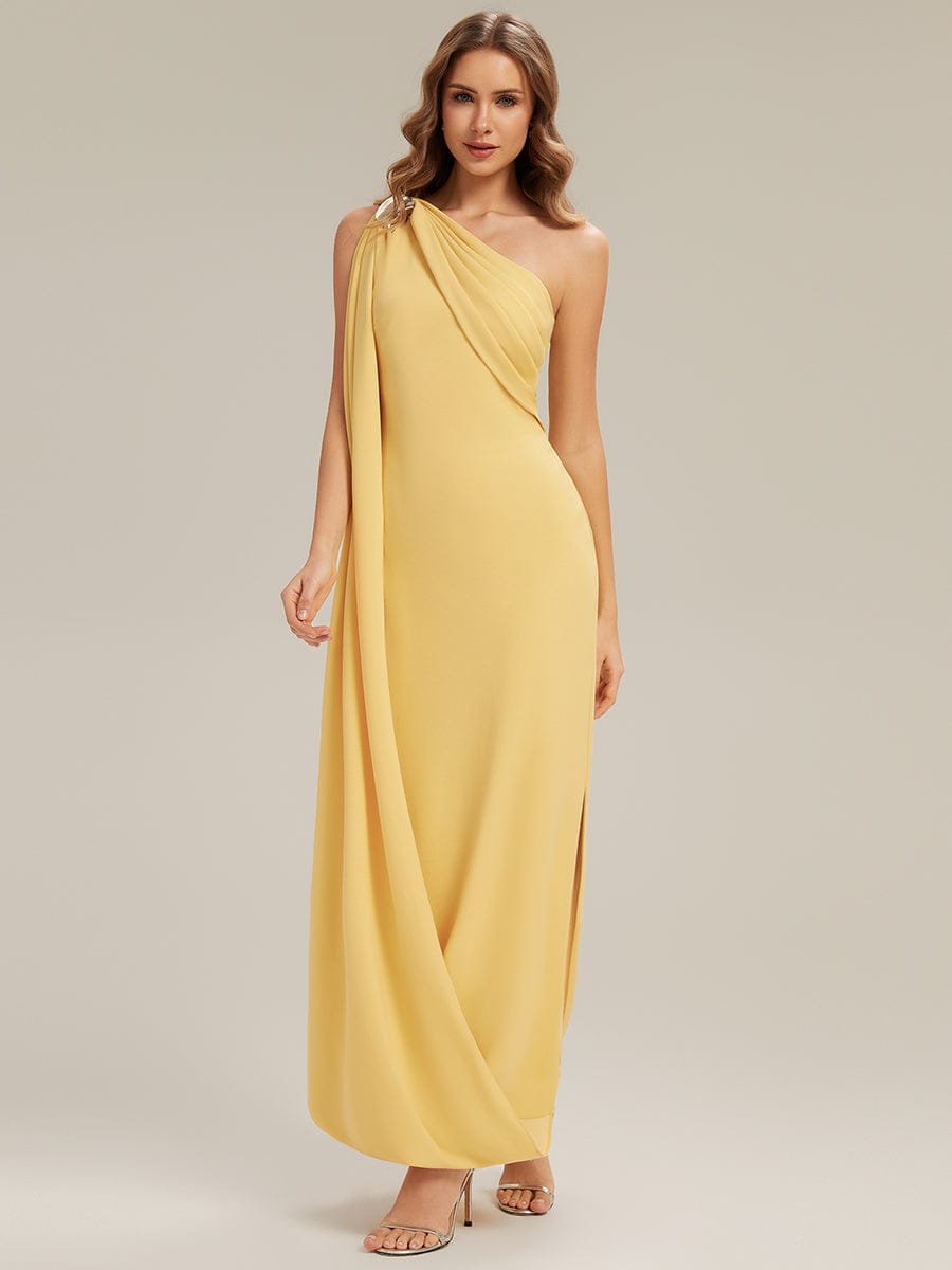 Flowing Ribbons Knit Sleeveless Dress #color_Yellow