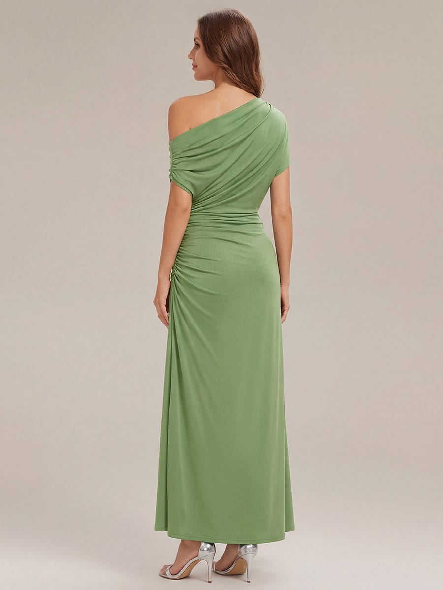 Floral Knit Drop Shoulder Sleeve Dress #color_Sage Green