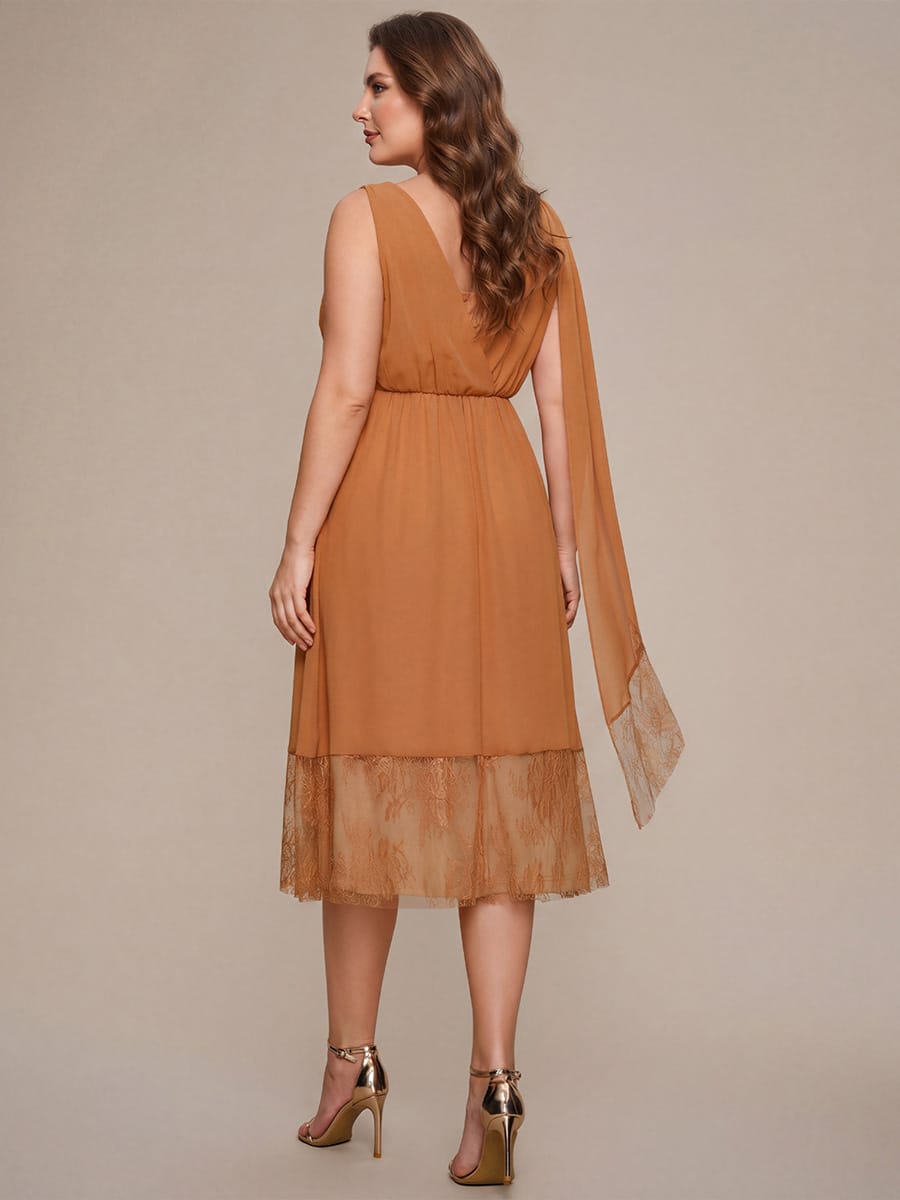 Chiffon Sleeveless A-line Dress #color_Pumpkin