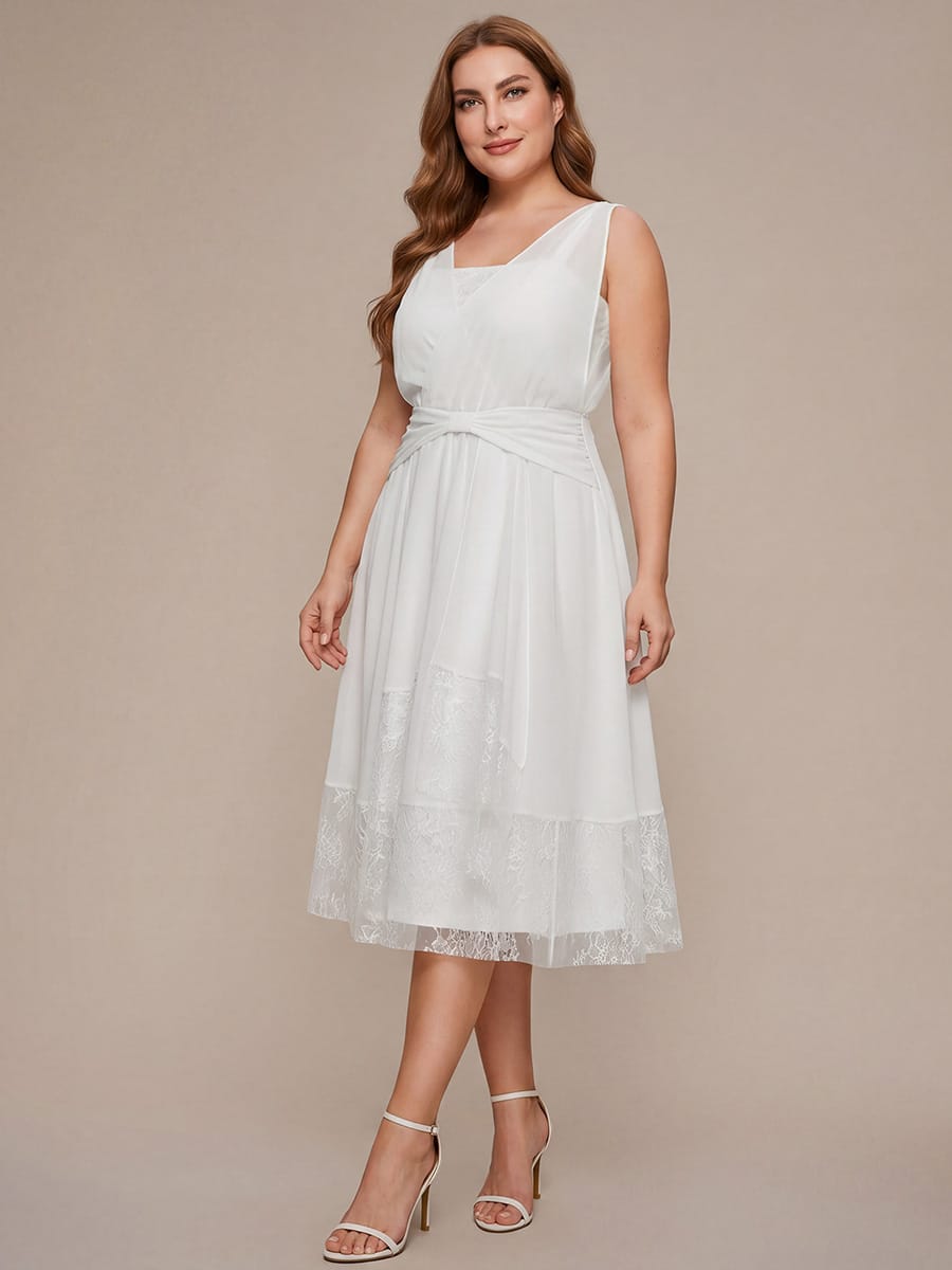 Chiffon Sleeveless A-line Dress #color_White
