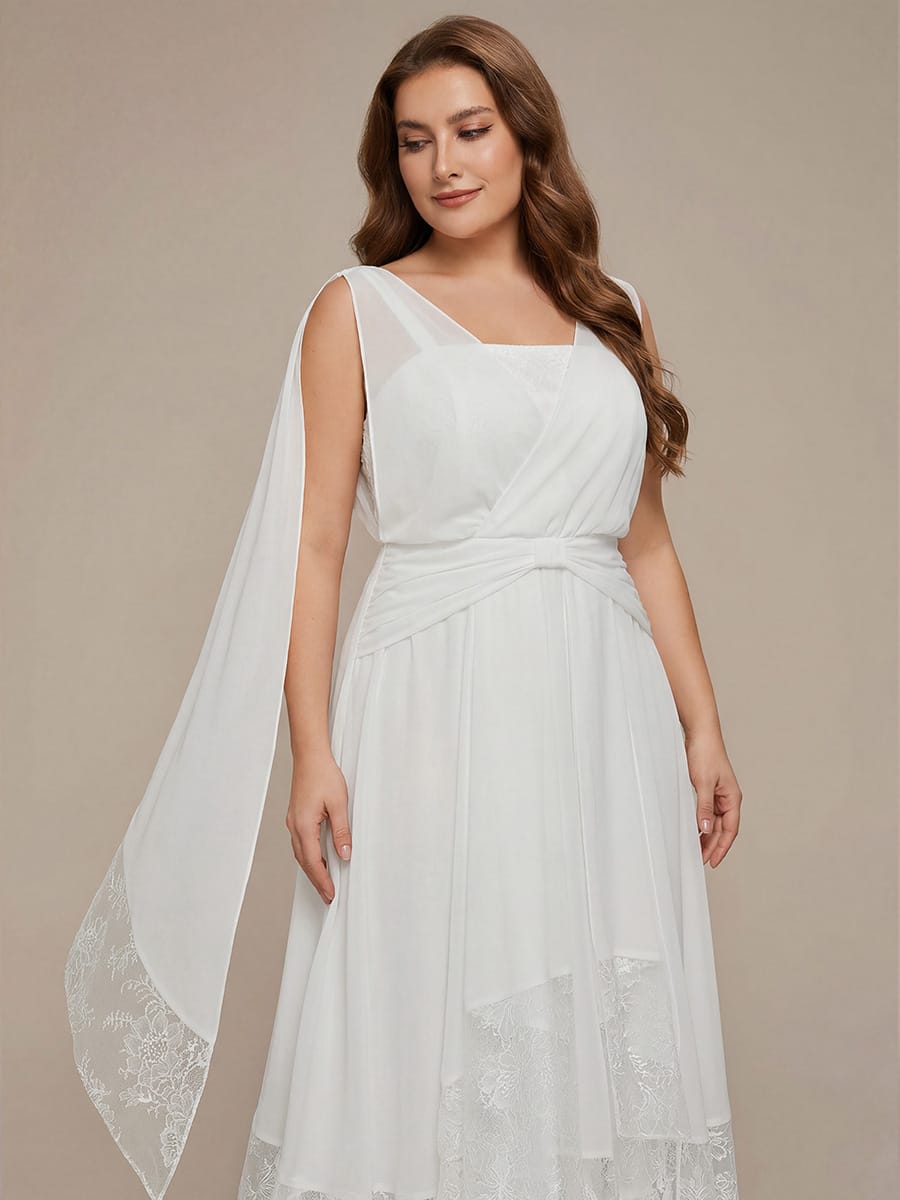 Chiffon Sleeveless A-line Dress #color_White