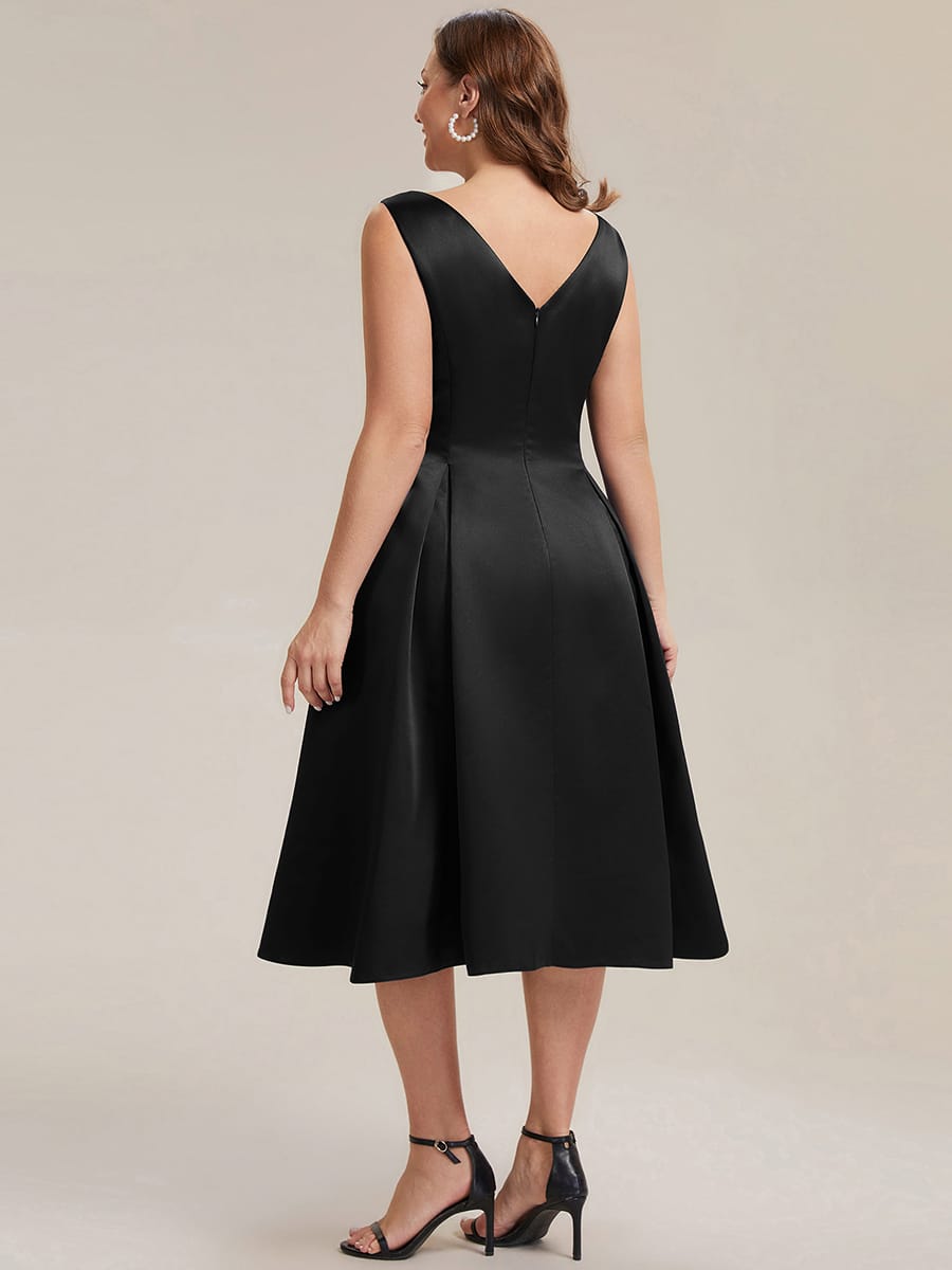 Satin Sleeveless Ball-Gown Dress #color_Black