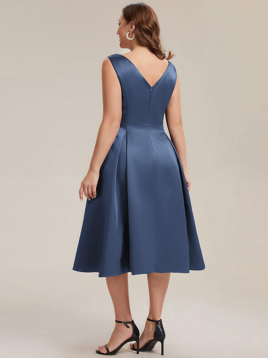 Satin Sleeveless Ball-Gown Dress #color_Dusty Blue