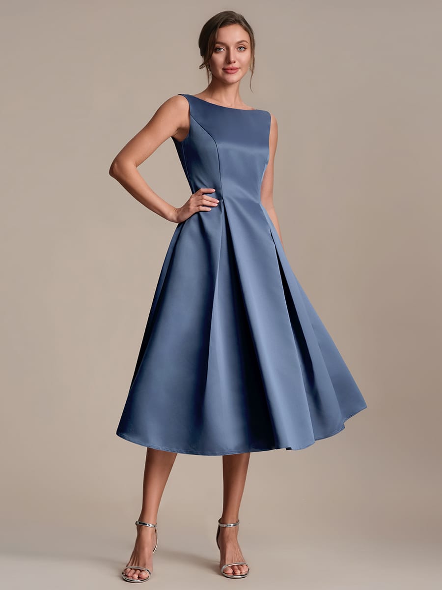 Satin Sleeveless Ball-Gown Dress #color_Dusty Blue