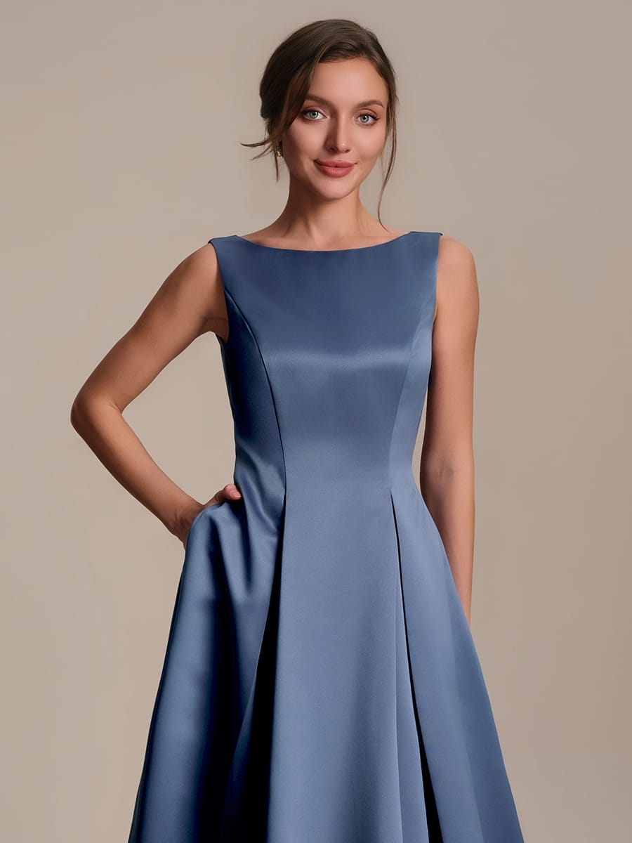 Satin Sleeveless Ball-Gown Dress #color_Dusty Blue