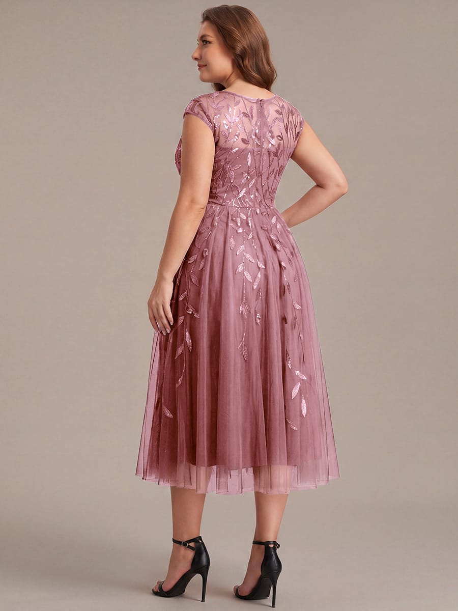 See-through Sequin Cap Sleeve Dress #color_Purple Orchid