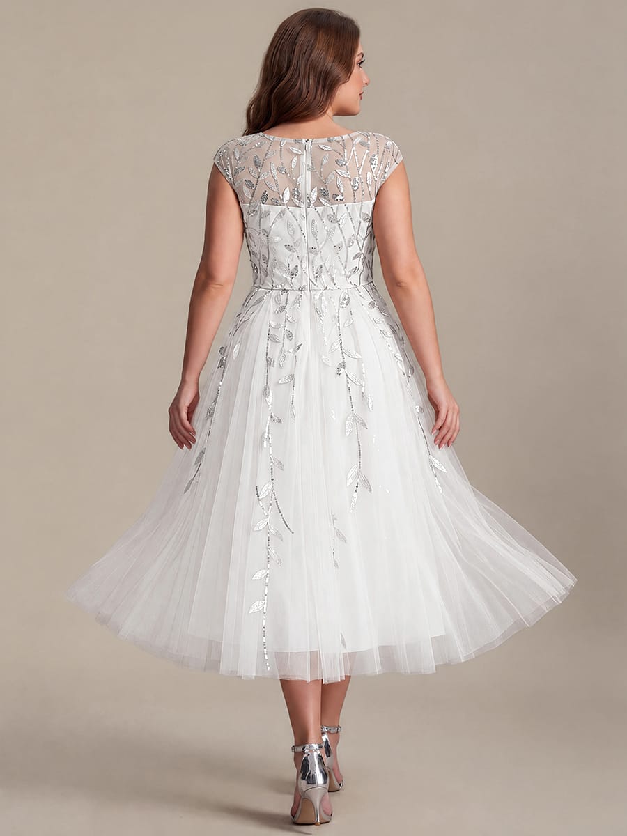 See-through Sequin Cap Sleeve Dress #color_White