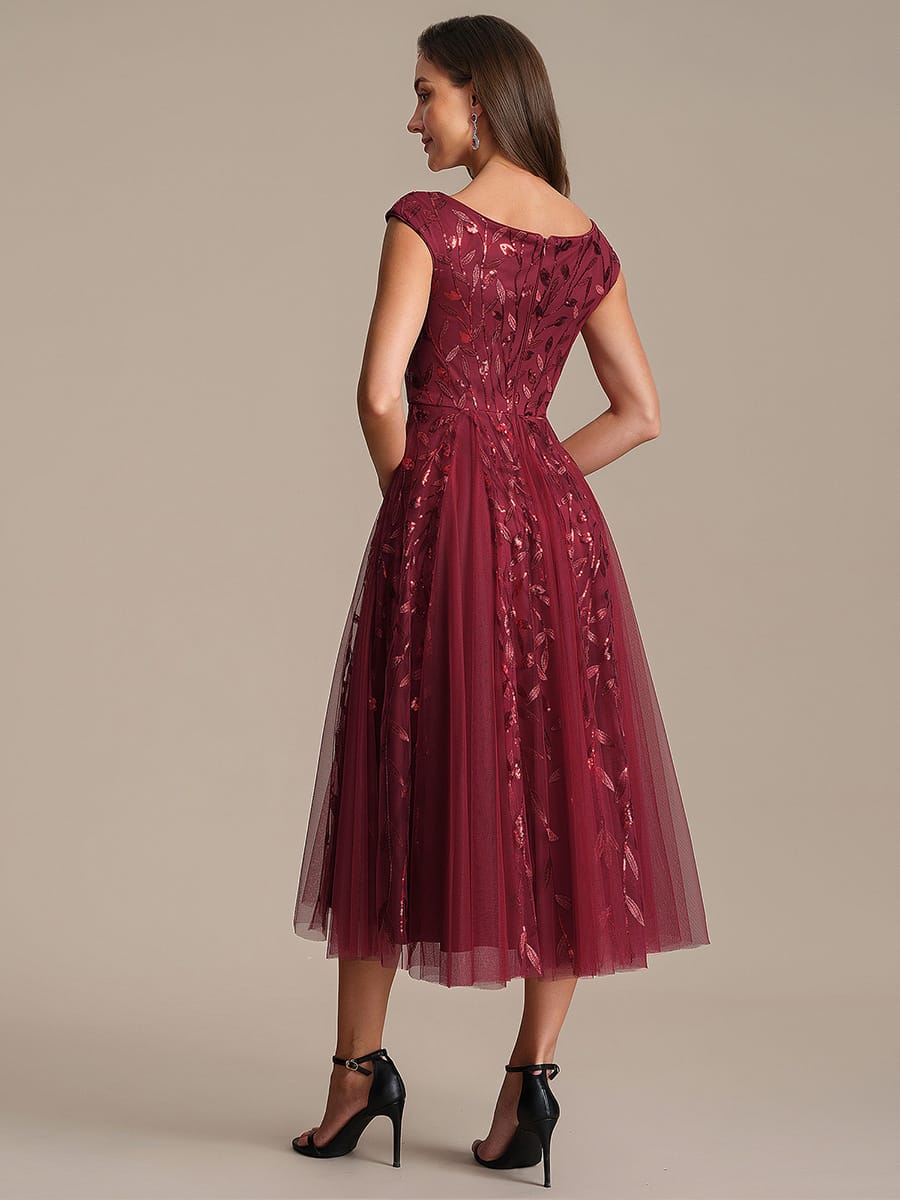 Sequin Sleeveless A-Line Dress #color_Burgundy