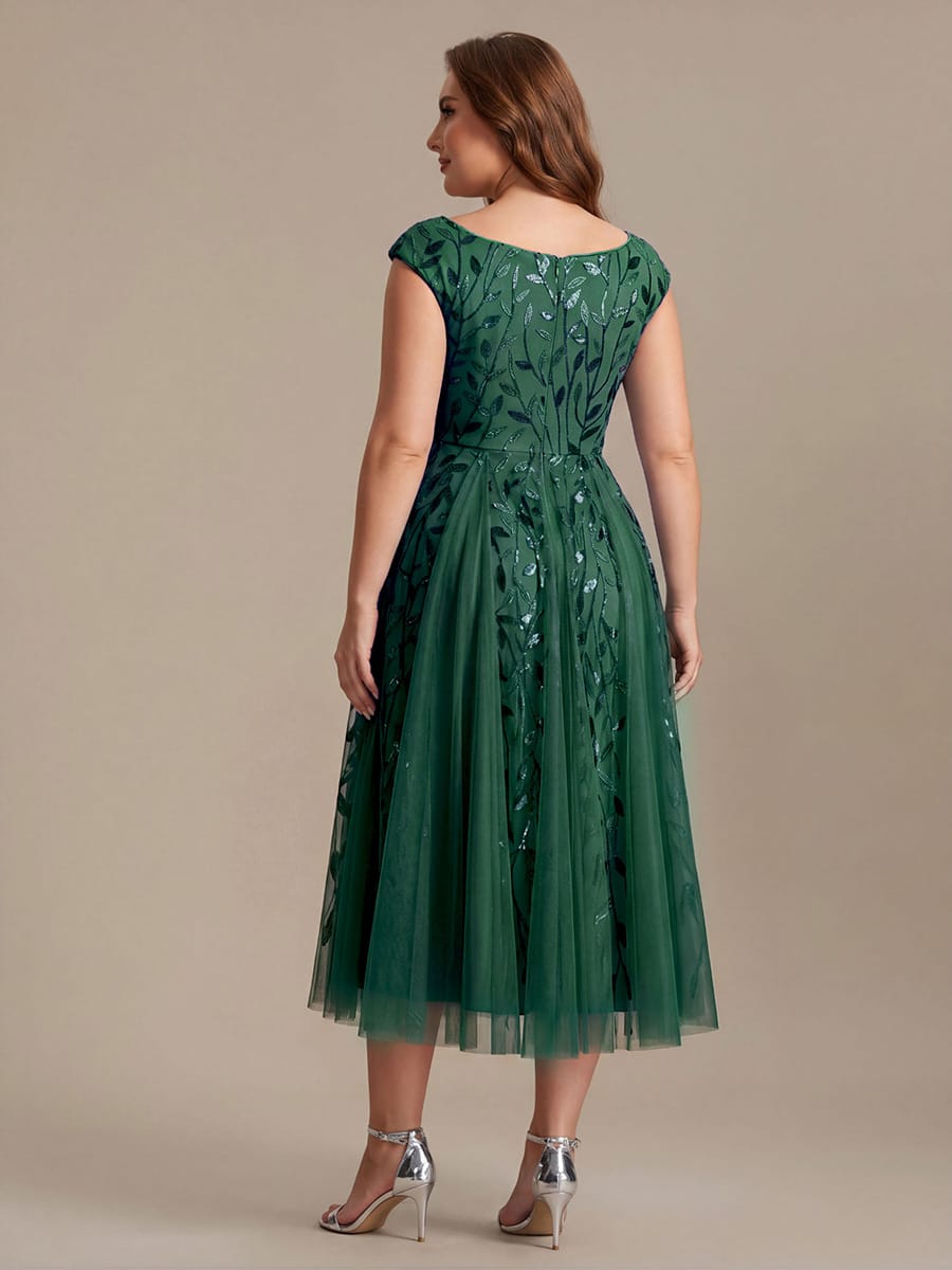 Sequin Sleeveless A-Line Dress #color_Dark Green