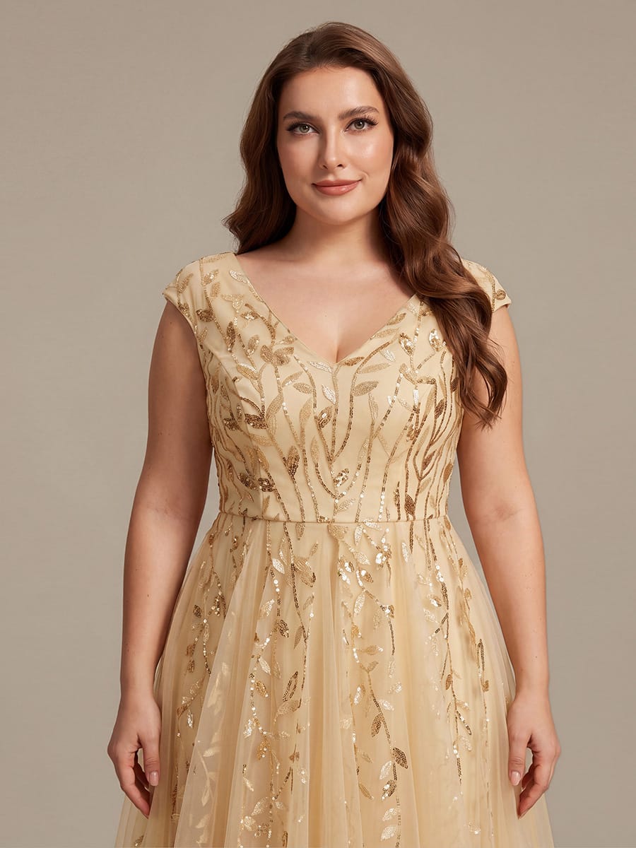 Sequin Sleeveless A-Line Dress #color_Gold