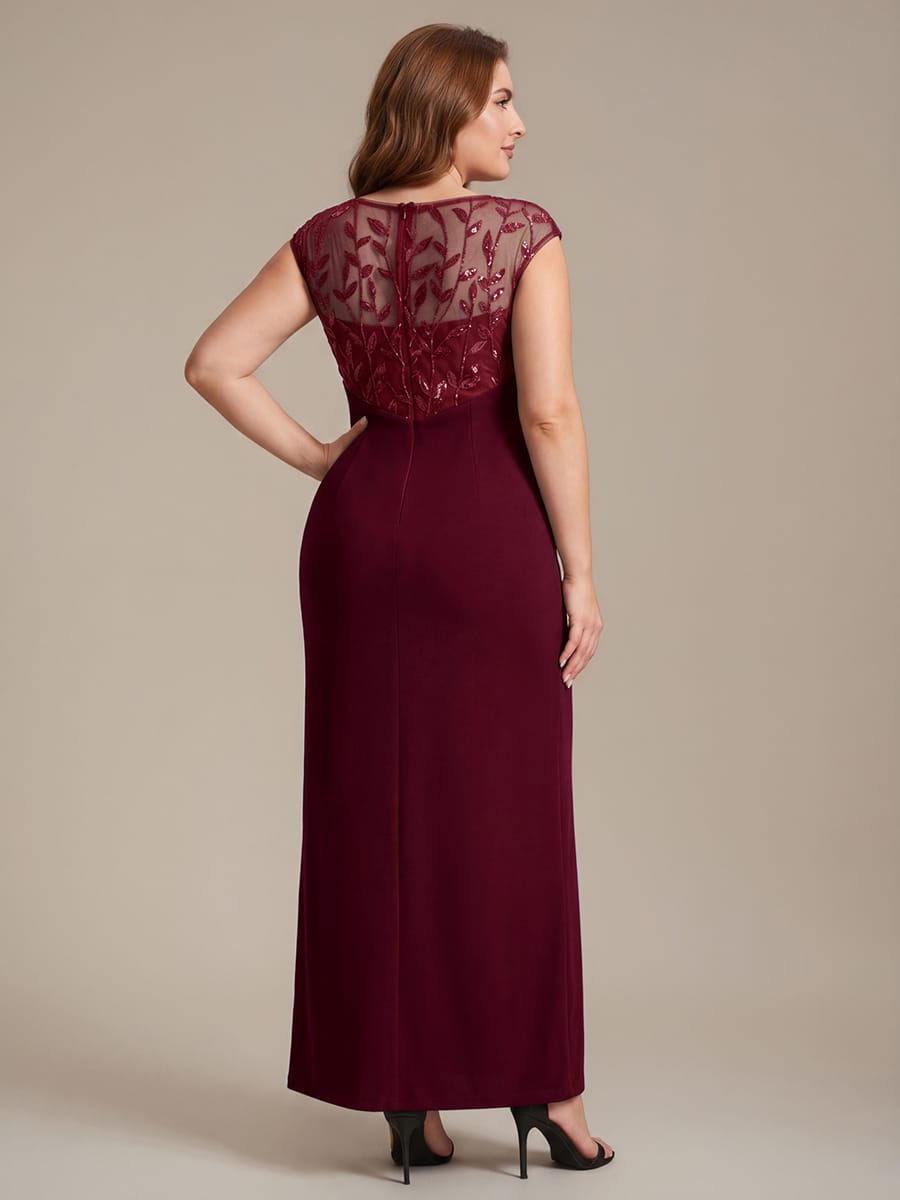 Knotted Crepe Cap Sleeve Dress #color_Burgundy