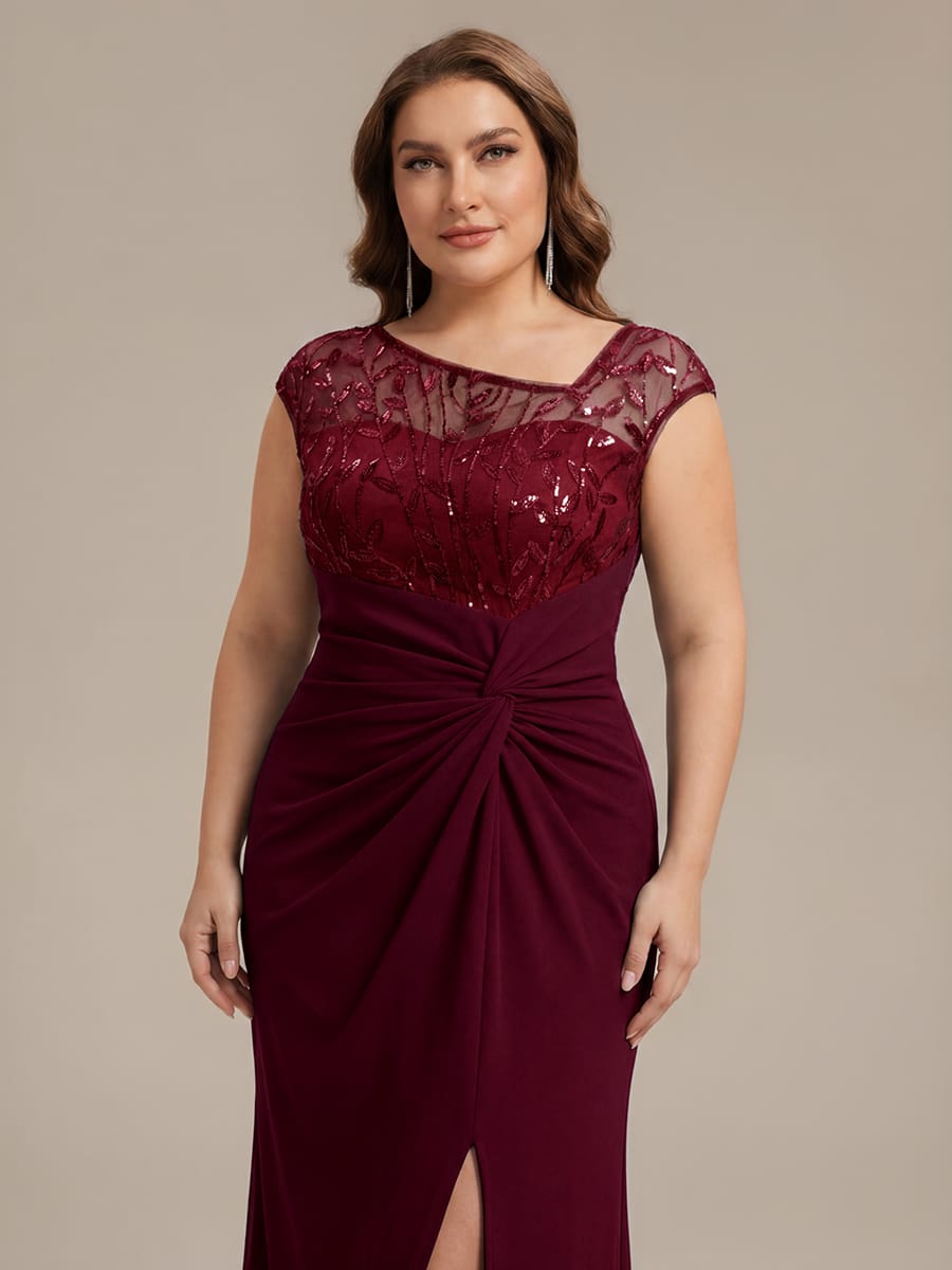 Knotted Crepe Cap Sleeve Dress #color_Burgundy