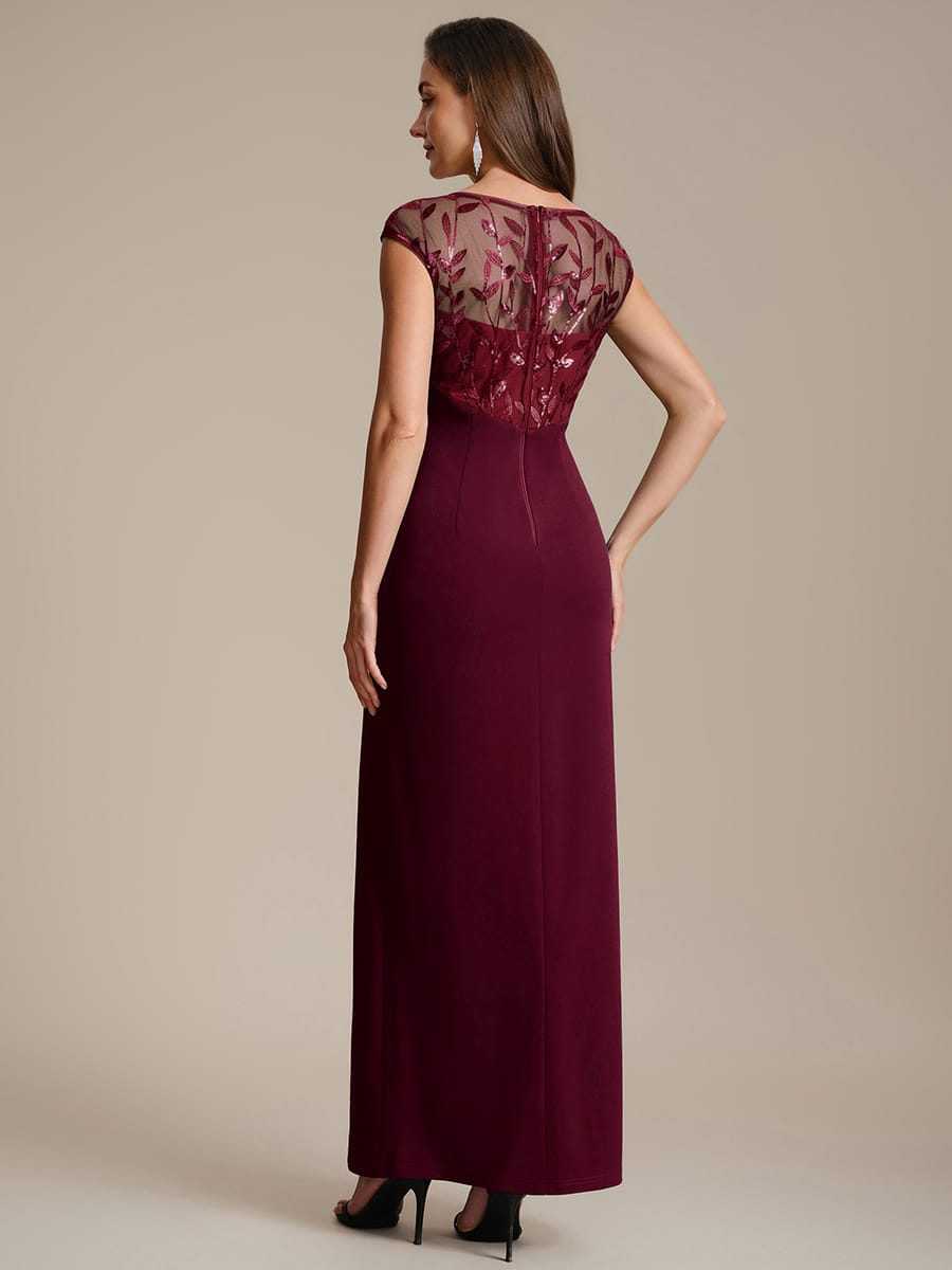 Knotted Crepe Cap Sleeve Dress #color_Burgundy
