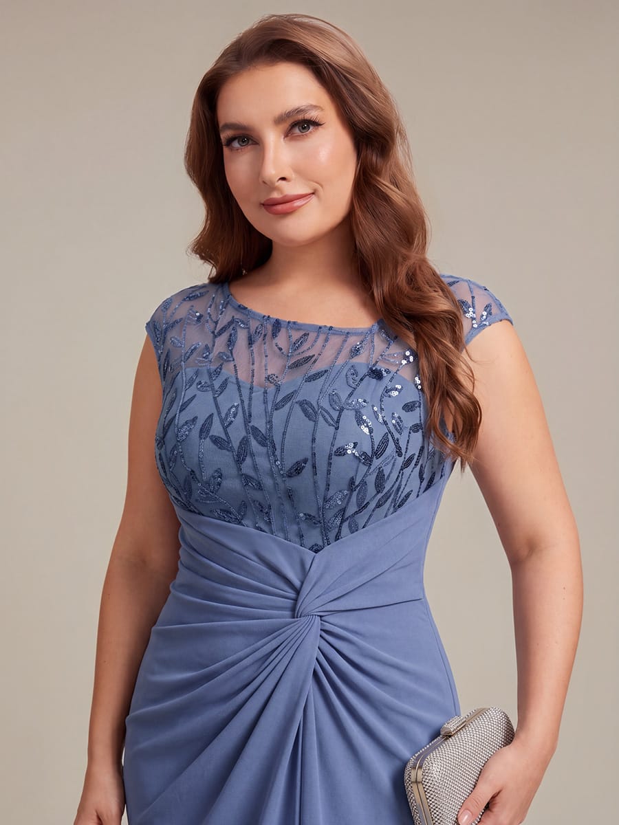 Knotted Crepe Cap Sleeve Dress #color_Dusty Blue
