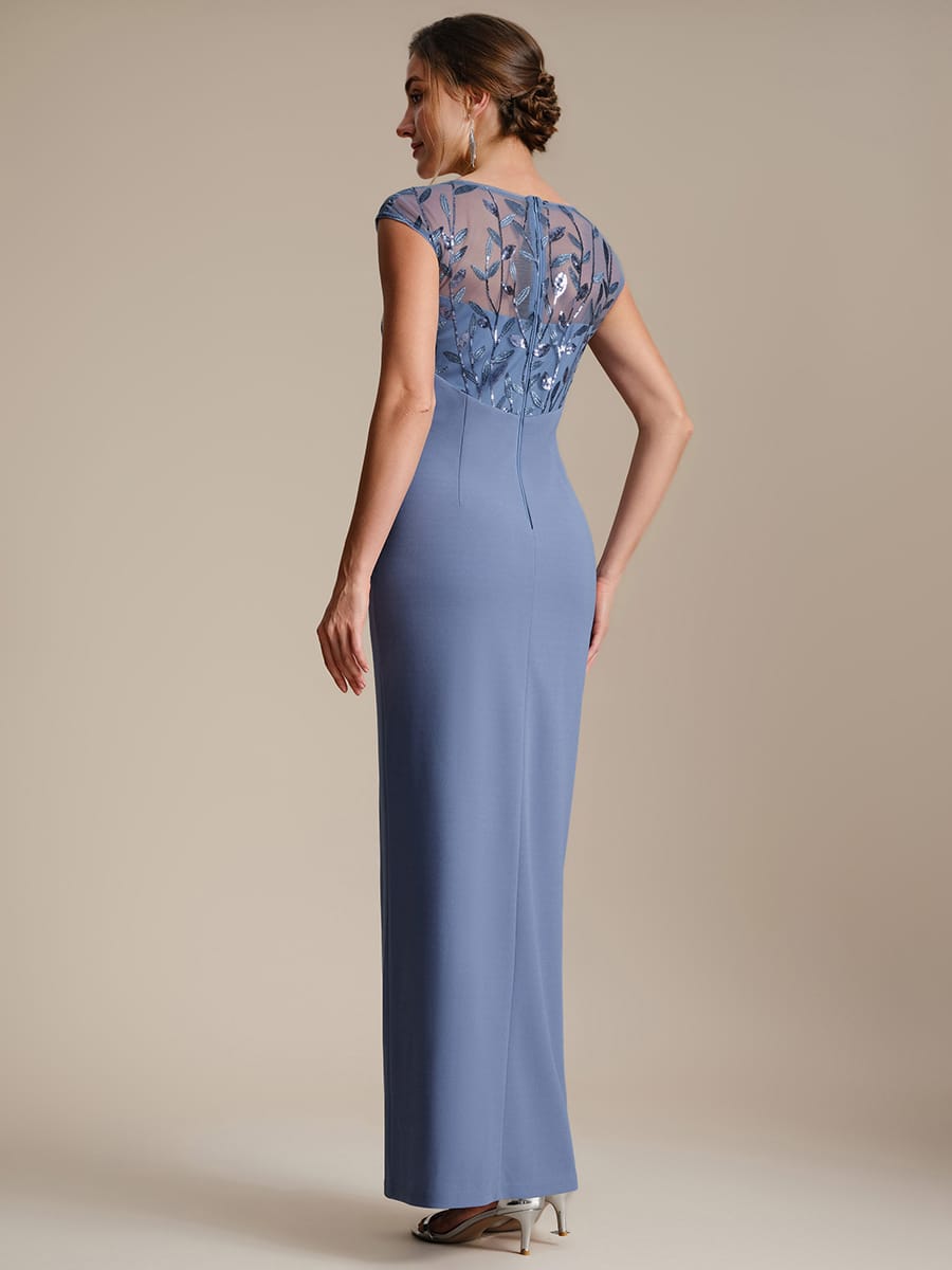 Knotted Crepe Cap Sleeve Dress #color_Dusty Blue
