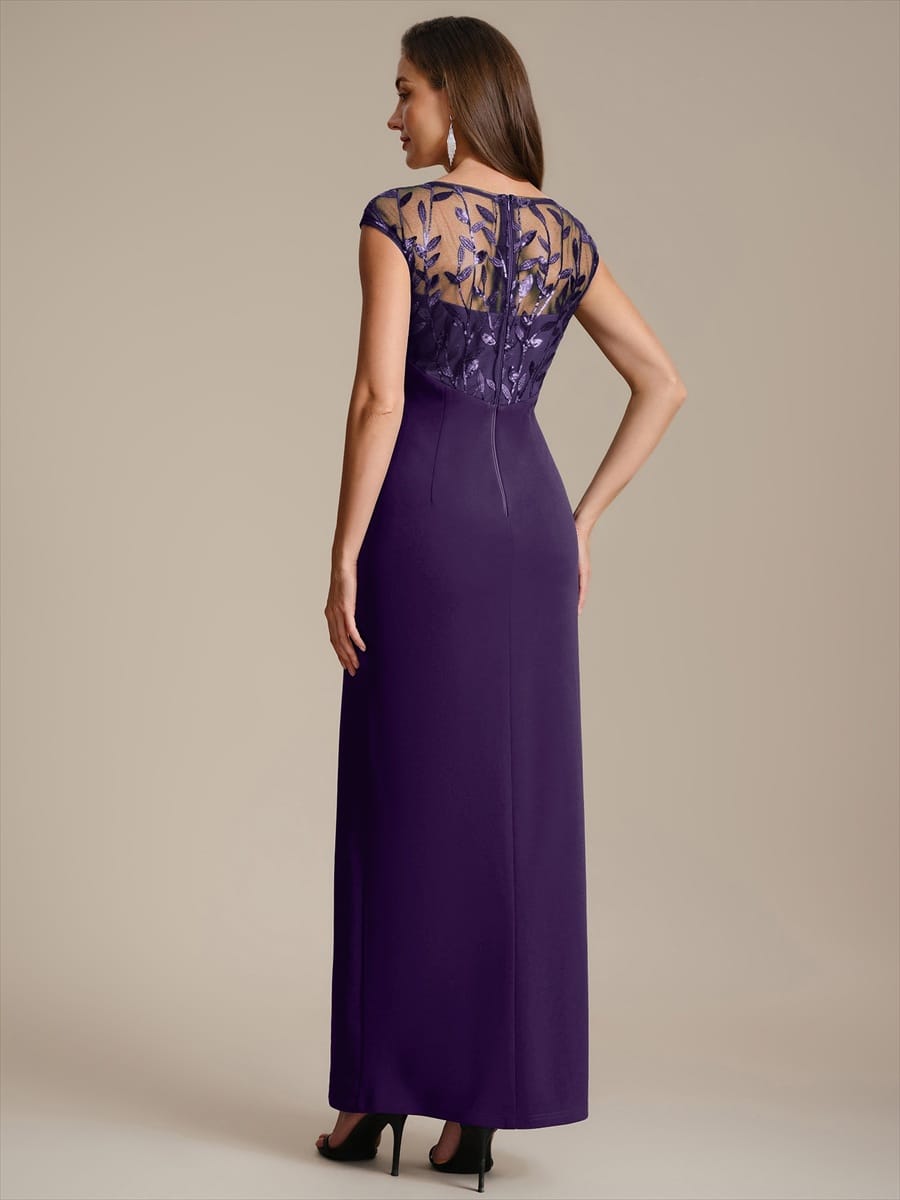 Knotted Crepe Cap Sleeve Dress #color_Dark Purple