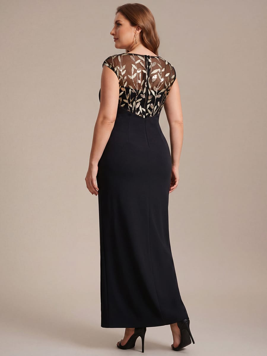 Knotted Crepe Cap Sleeve Dress #color_Black & Gold