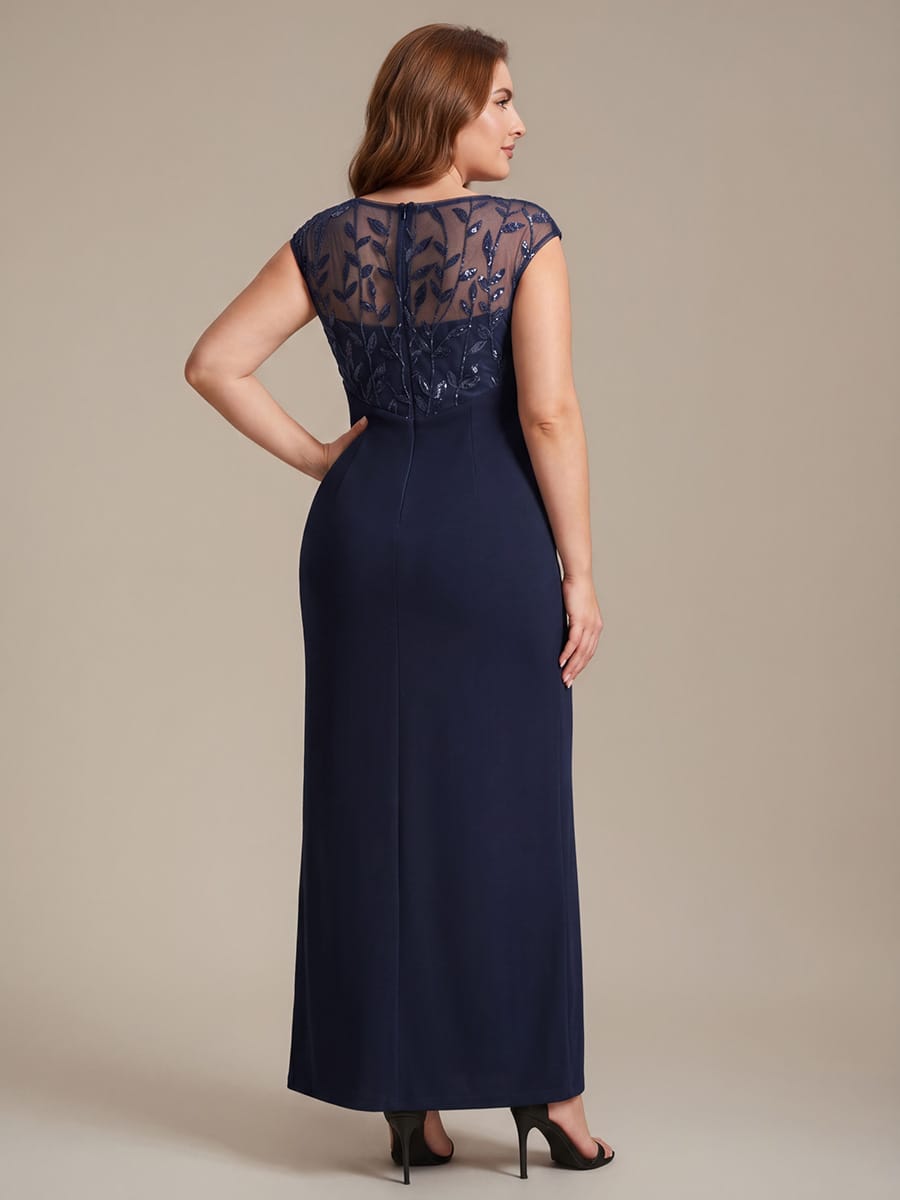 Knotted Crepe Cap Sleeve Dress #color_Navy Blue