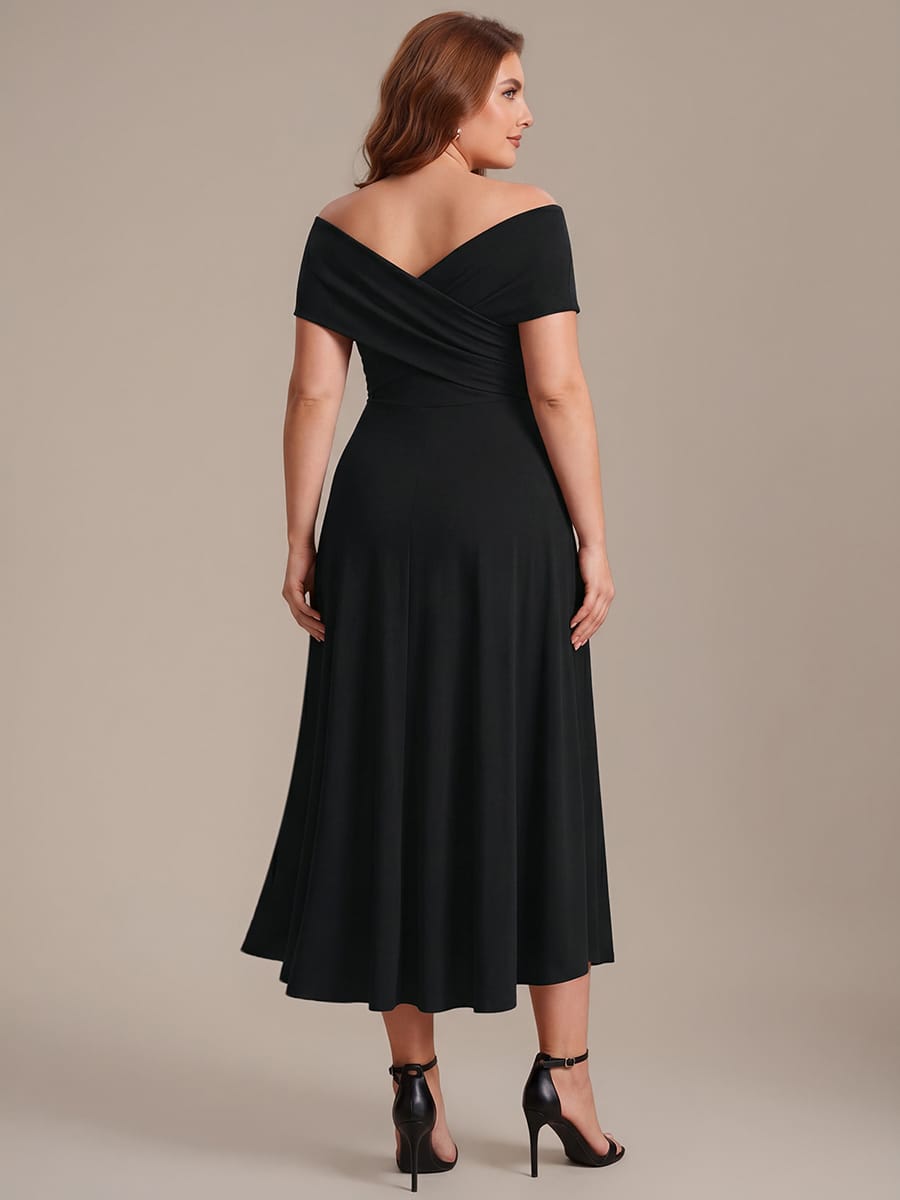 Multi-way jersey Off-the-shoulder Sleeve Dress #color_Black