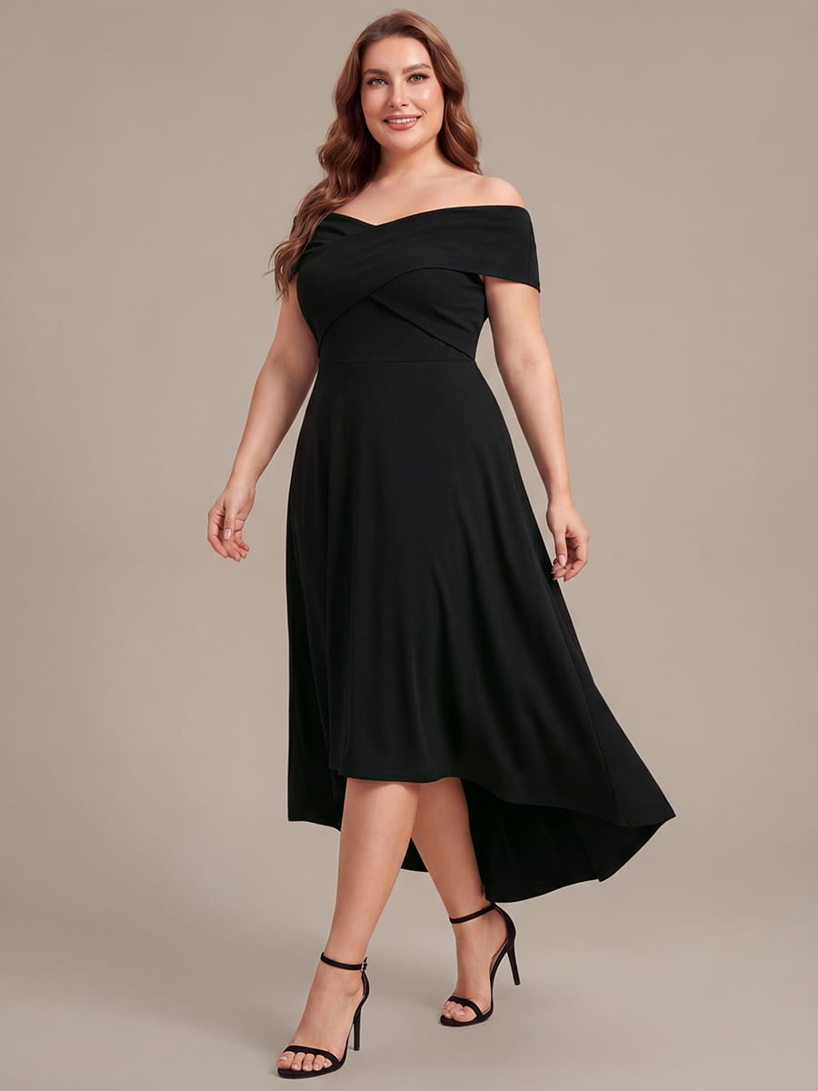 Multi-way jersey Off-the-shoulder Sleeve Dress #color_Black