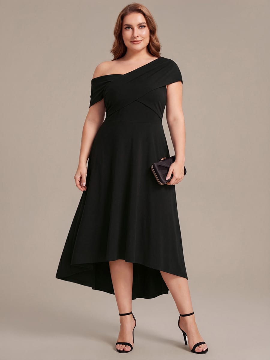 Multi-way jersey Off-the-shoulder Sleeve Dress #color_Black
