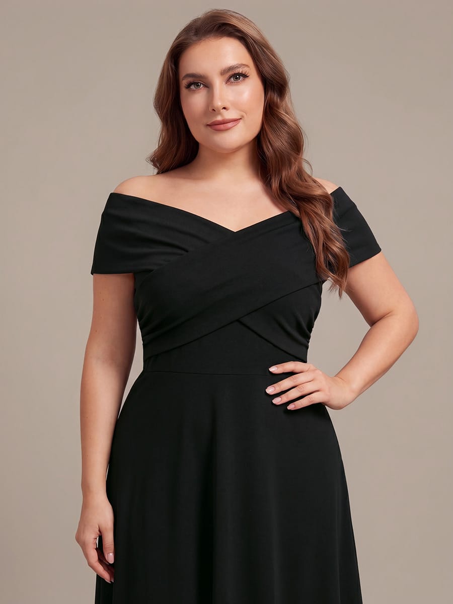 Multi-way jersey Off-the-shoulder Sleeve Dress #color_Black