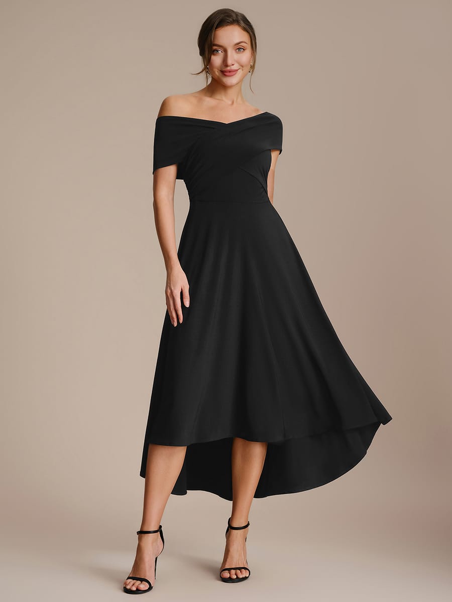 Multi-way jersey Off-the-shoulder Sleeve Dress #color_Black