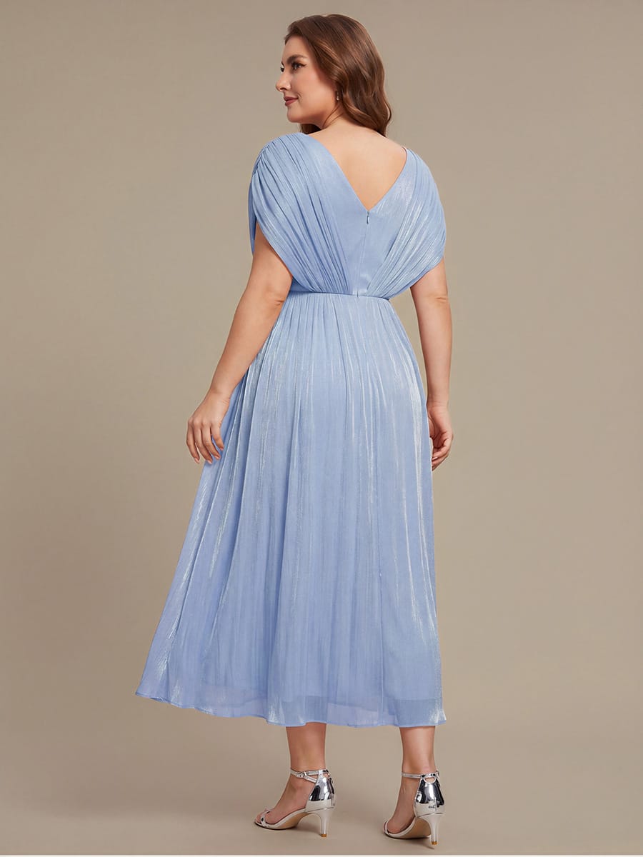 Flowing Ribbons Sea-island filament fabircs Batwing Sleeve Dress #color_Dusty Blue