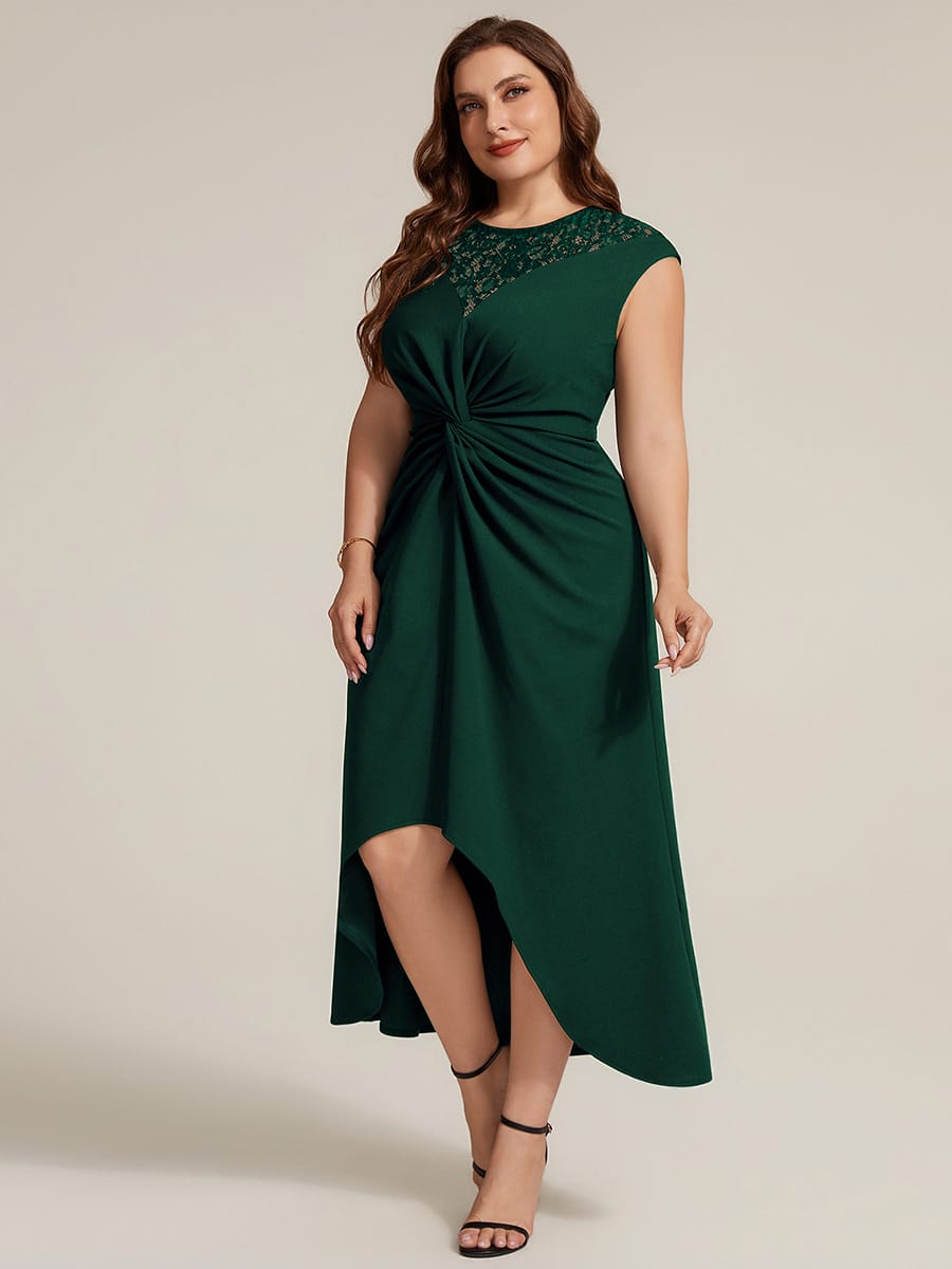 Sequin Crepe Cap Sleeve Dress #color_Dark Green