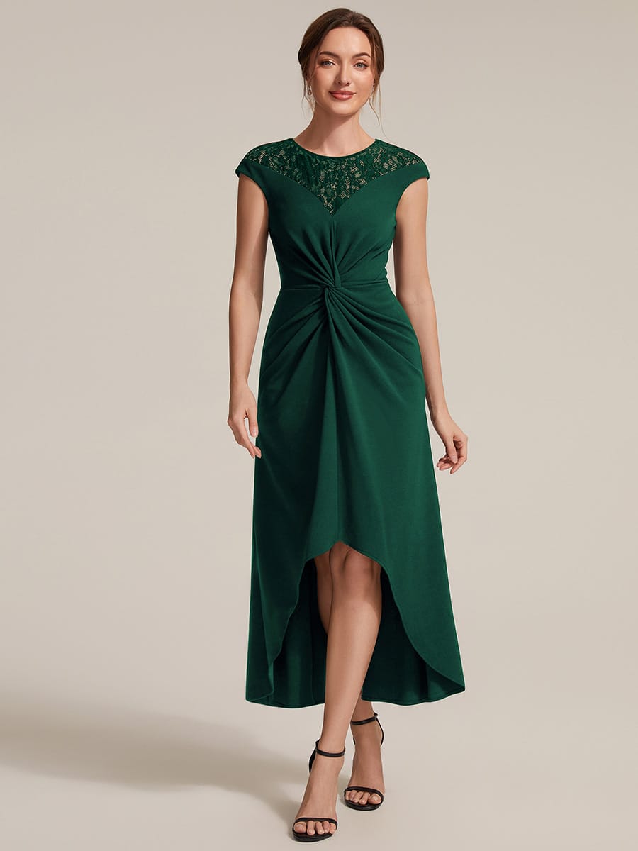Sequin Crepe Cap Sleeve Dress #color_Dark Green