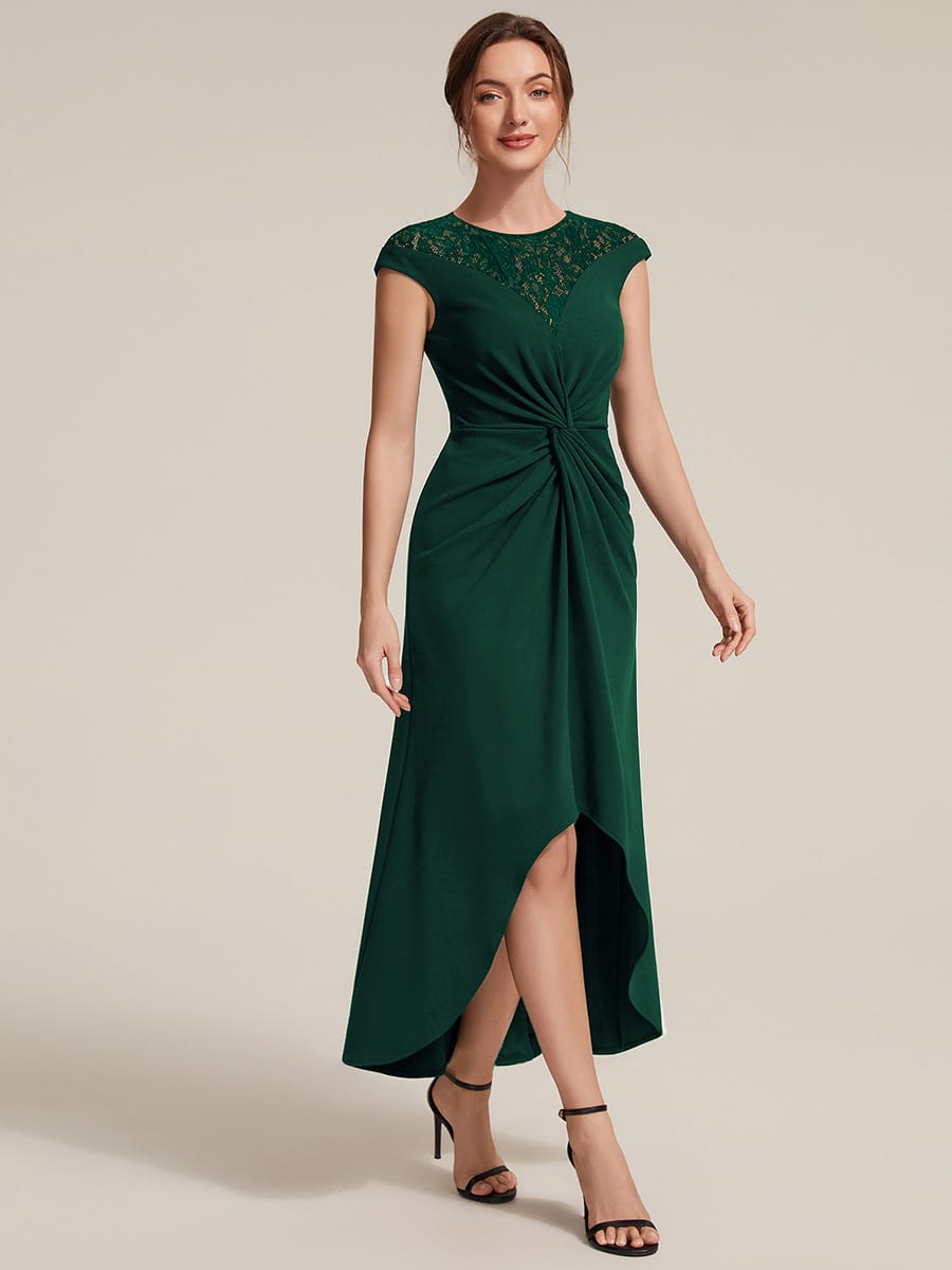 Sequin Crepe Cap Sleeve Dress #color_Dark Green