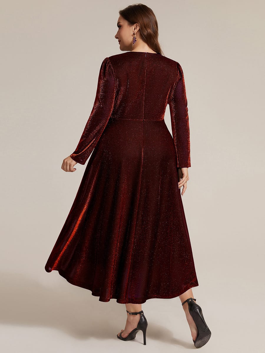 Knotted Knit Fitted Sleeve Dress #color_Burgundy