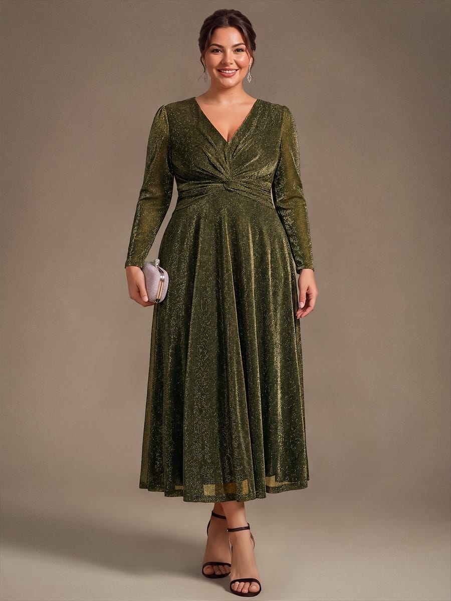 Knotted Knit Fitted Sleeve Dress #color_Metallic Gold