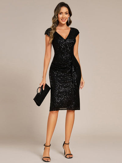 Sequin Bodycon Wedding Guest Dress #color_Black