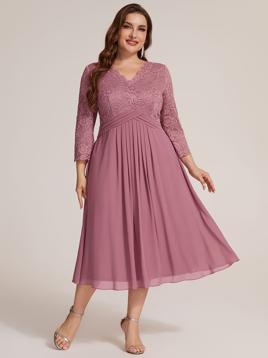Lace Fitted Sleeve Sheath Dress #color_Purple Orchid