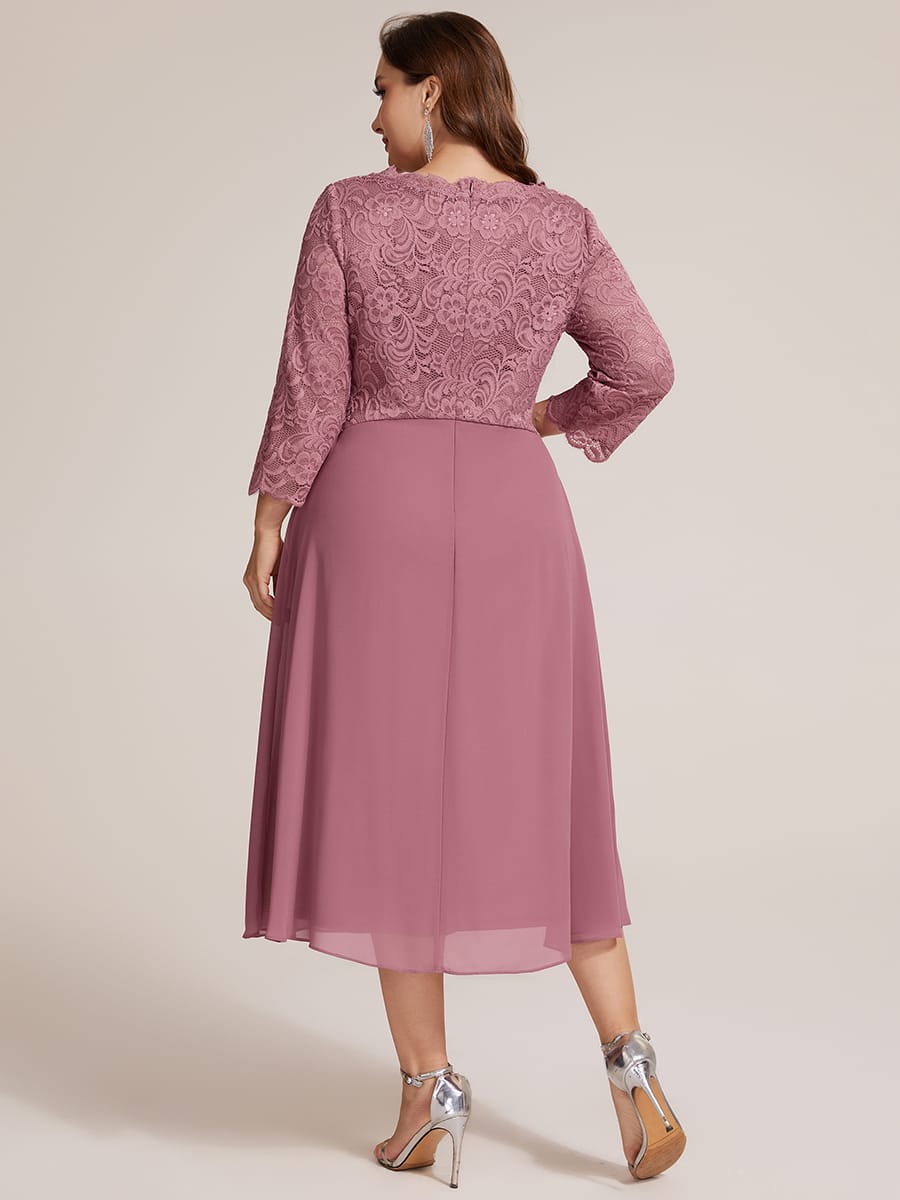Lace Fitted Sleeve Sheath Dress #color_Purple Orchid