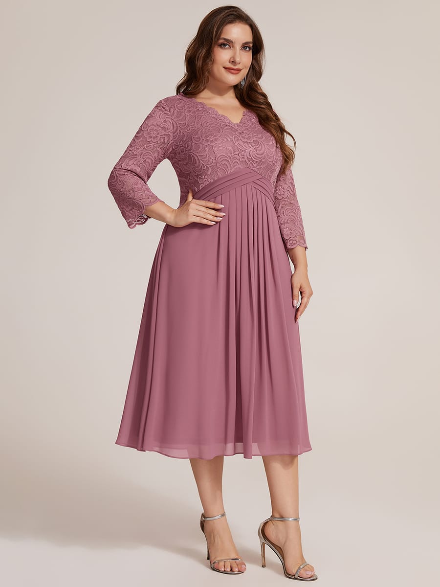 Lace Fitted Sleeve Sheath Dress #color_Purple Orchid