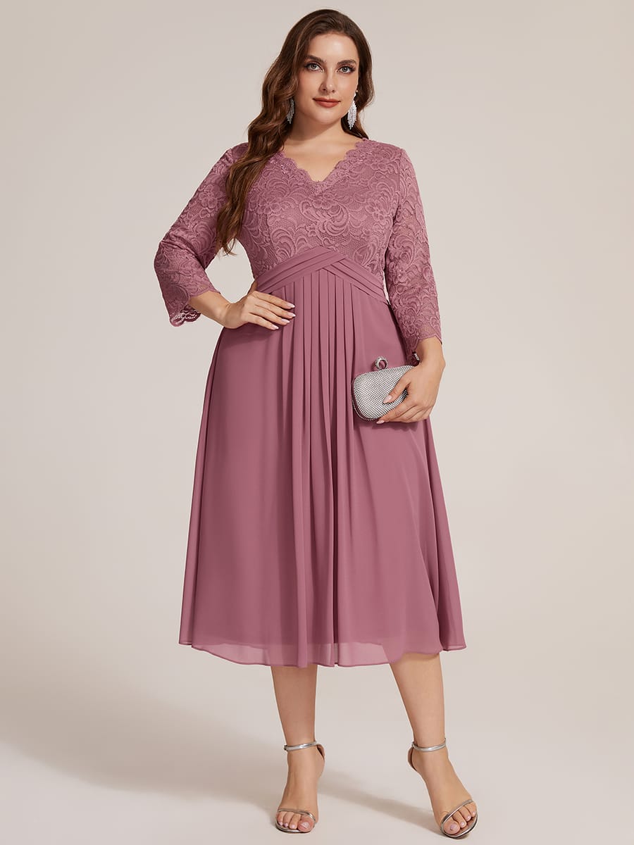 Lace Fitted Sleeve Sheath Dress #color_Purple Orchid