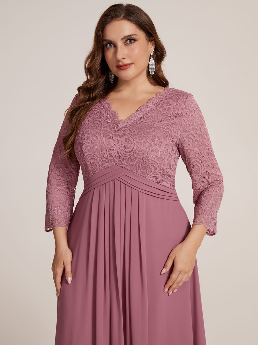 Lace Fitted Sleeve Sheath Dress #color_Purple Orchid