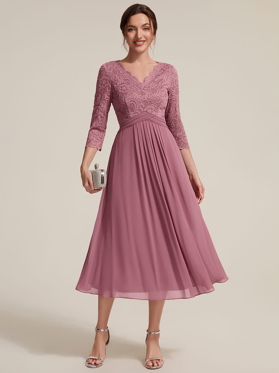 Lace Fitted Sleeve Sheath Dress #color_Purple Orchid