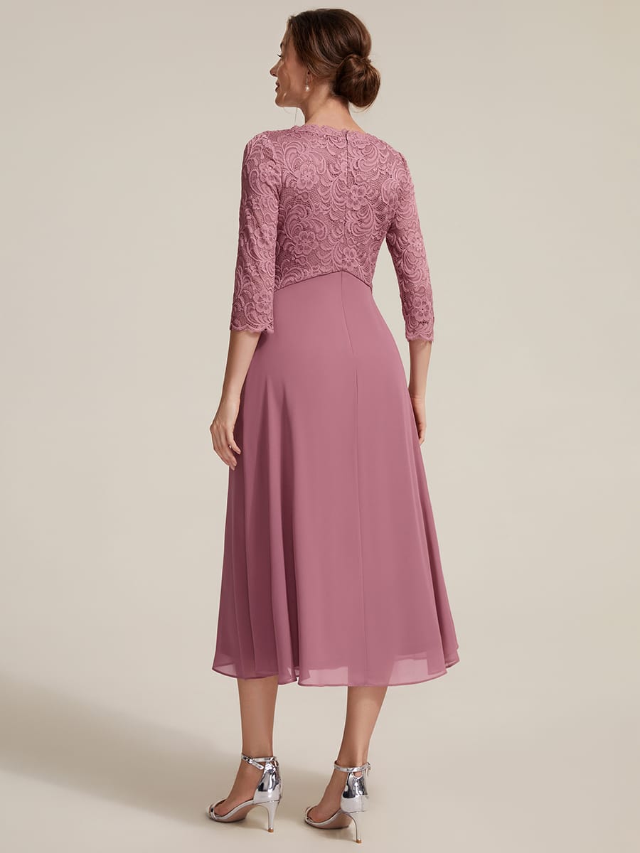Lace Fitted Sleeve Sheath Dress #color_Purple Orchid