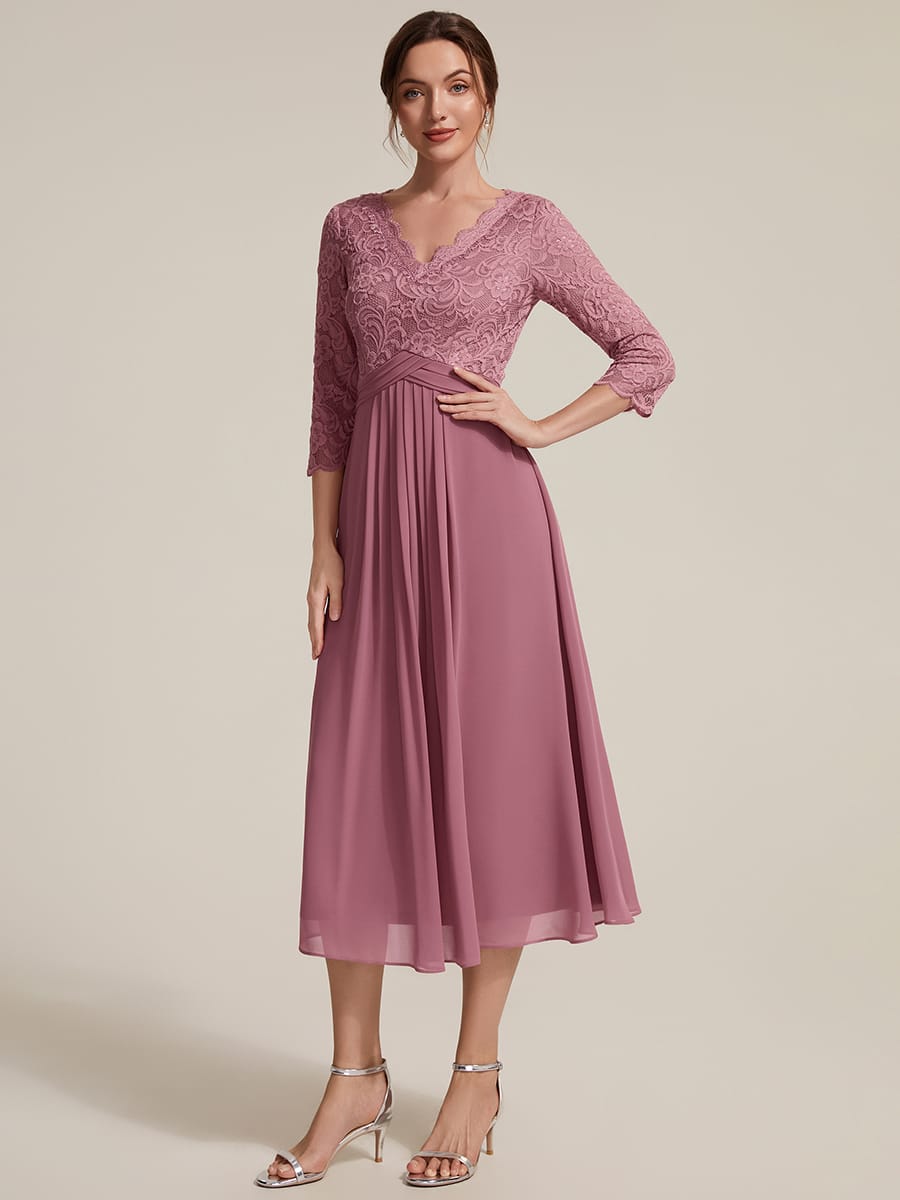 Lace Fitted Sleeve Sheath Dress #color_Purple Orchid