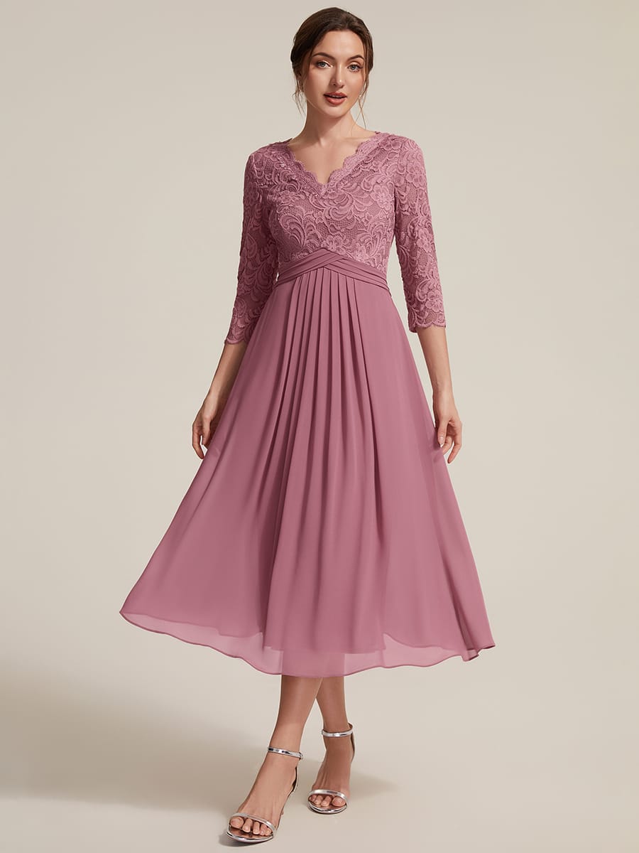 Lace Fitted Sleeve Sheath Dress #color_Purple Orchid