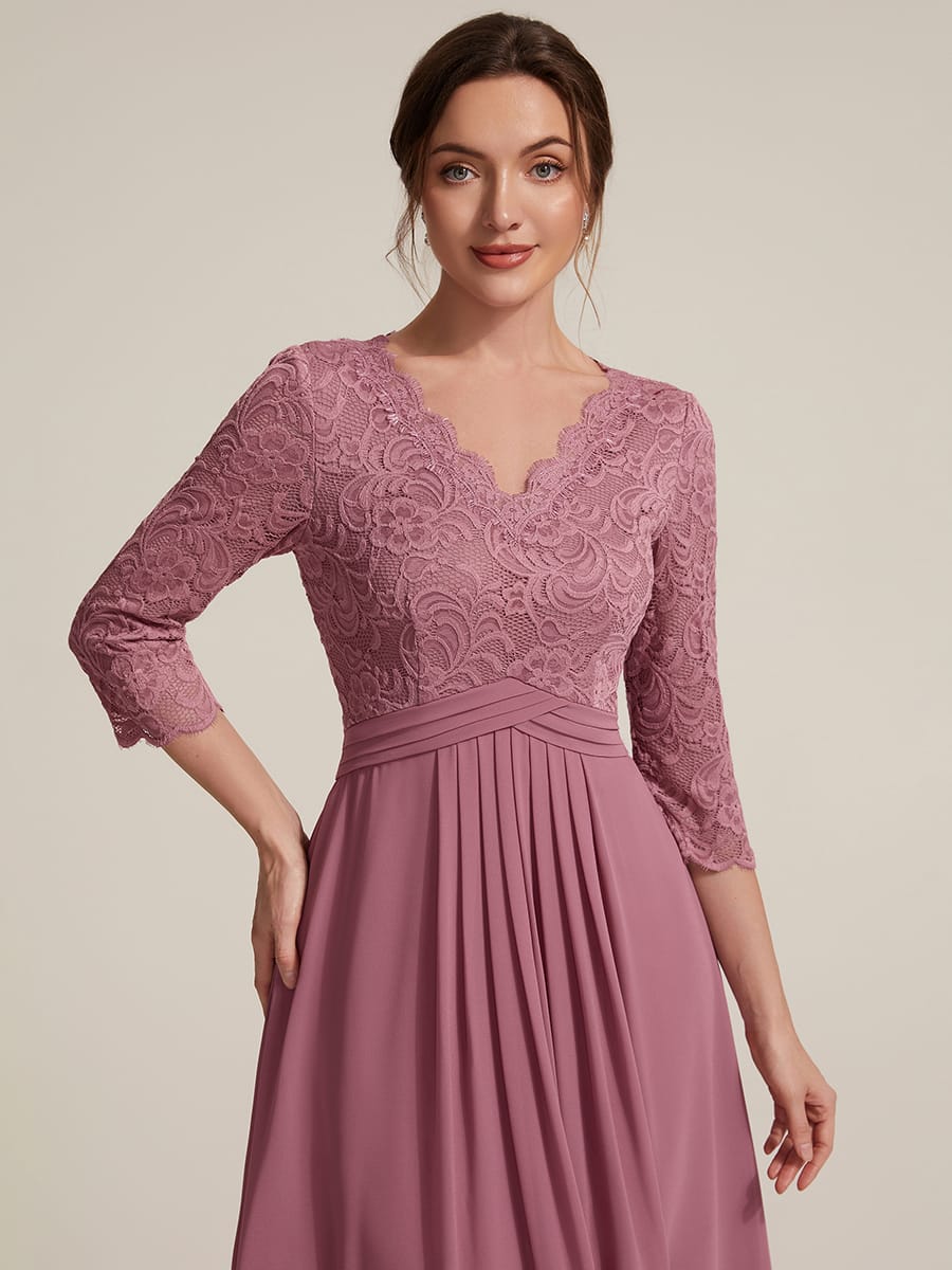 Lace Fitted Sleeve Sheath Dress #color_Purple Orchid