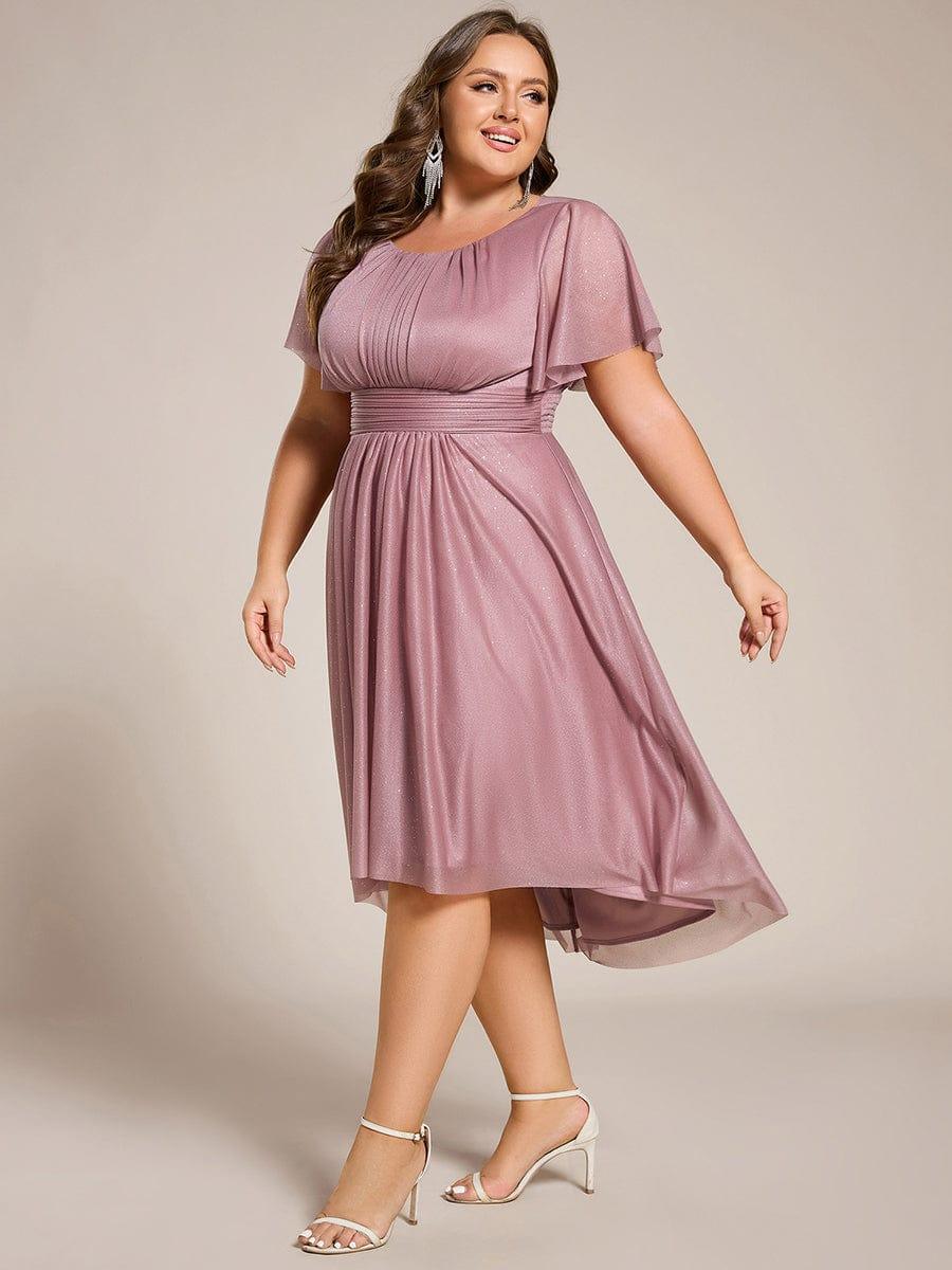 Glitter Round Neck Midi Evening Dress #color_Purple Orchid